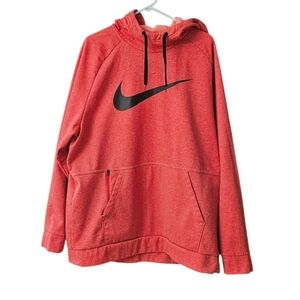 Nike Men's Therma-Fit Swoosh Hoodie Pullover Size XXL Heathered Red Black